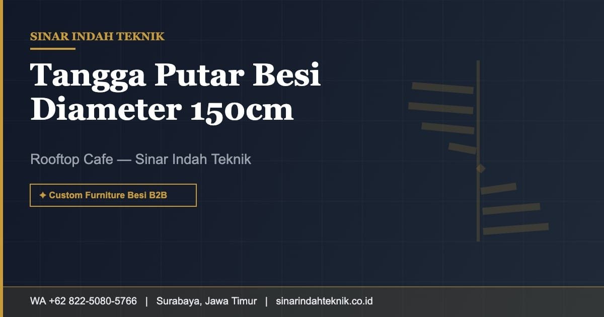 Tangga putar besi custom menuju rooftop cafe