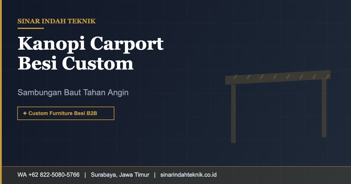Kanopi carport besi custom rumah tinggal dengan sambungan baut