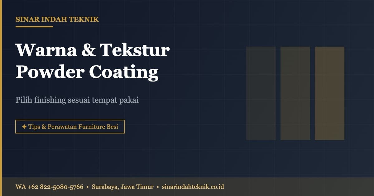 Contoh tekstur dan warna powder coating pada furniture besi